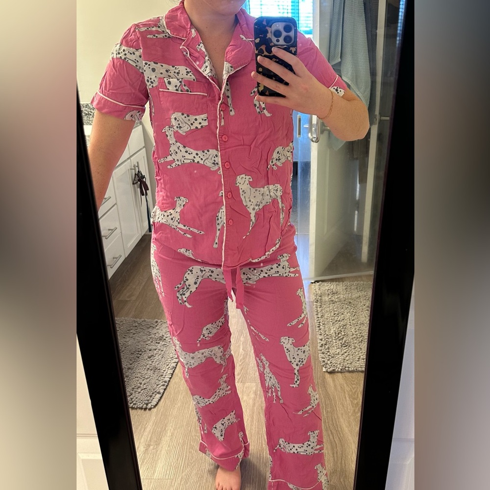 LOFT Pink Dalmatian Print Pajamas